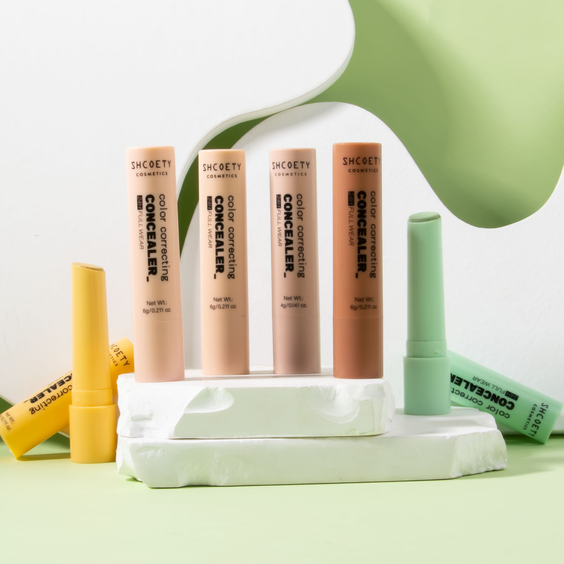 SHCOETY Cross-border Exclusive Rotating Concealer Set 6-color Natural Three-dimensional matte Concealer Stick Facial Contouring pen undefined