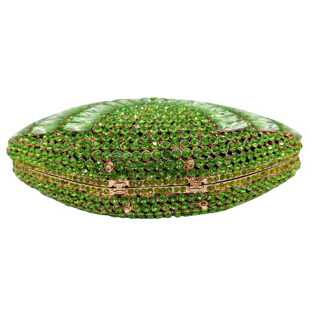 Túi clutch nữ cầm tay dự tiệc đính kim cương rỗng phong cách Âu Mỹ — Xanh táo, màu tím, Màu bạc, Bạc AB chi tiết 9