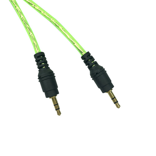 Factory direct sales 1.5m transparent color audio cable with metal head 3.5mm male to male AUX car audio recording cable