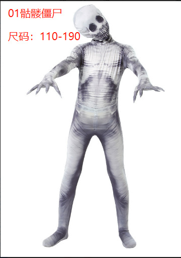 Halloween personalizado cosplay esqueleto esqueleto humano cos trajes disfraz europeo y americano fantasía ropa de mujer