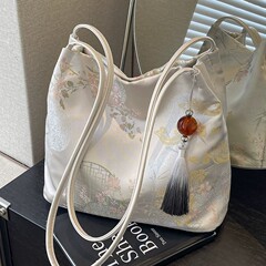 新中国風バッグ女性大容量女性バッグ2025新型ファッション流行シングルバッグ手提げバケツバッグ
