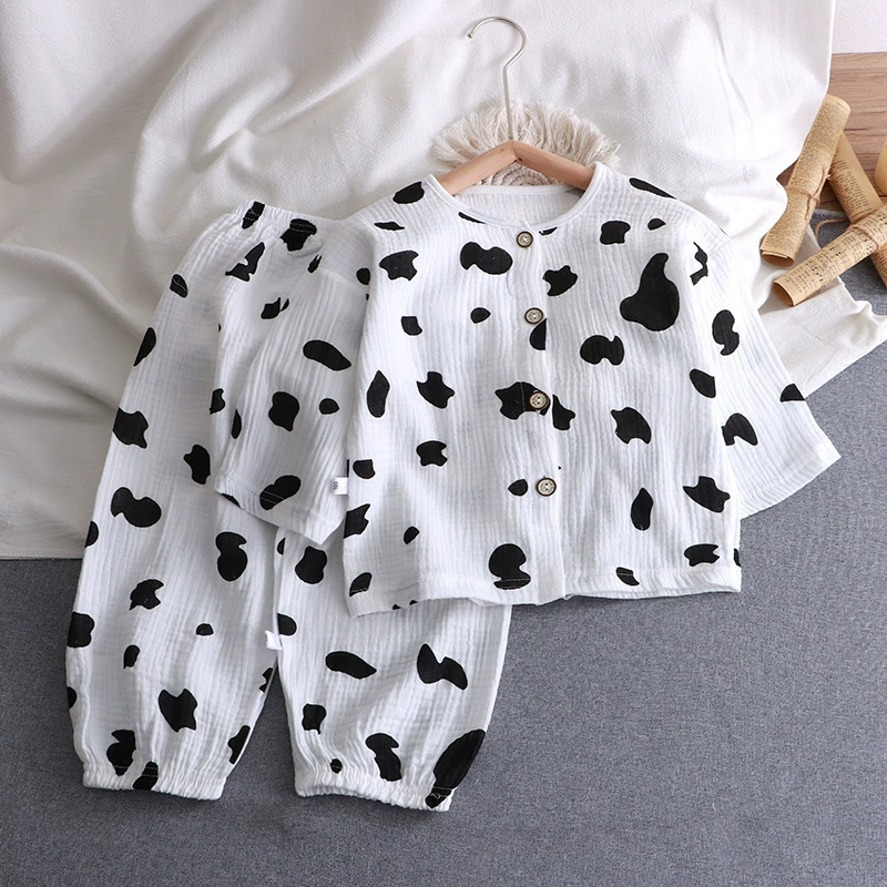 Children's summer thin set for boys, cotton gauze pijama, children's clothing