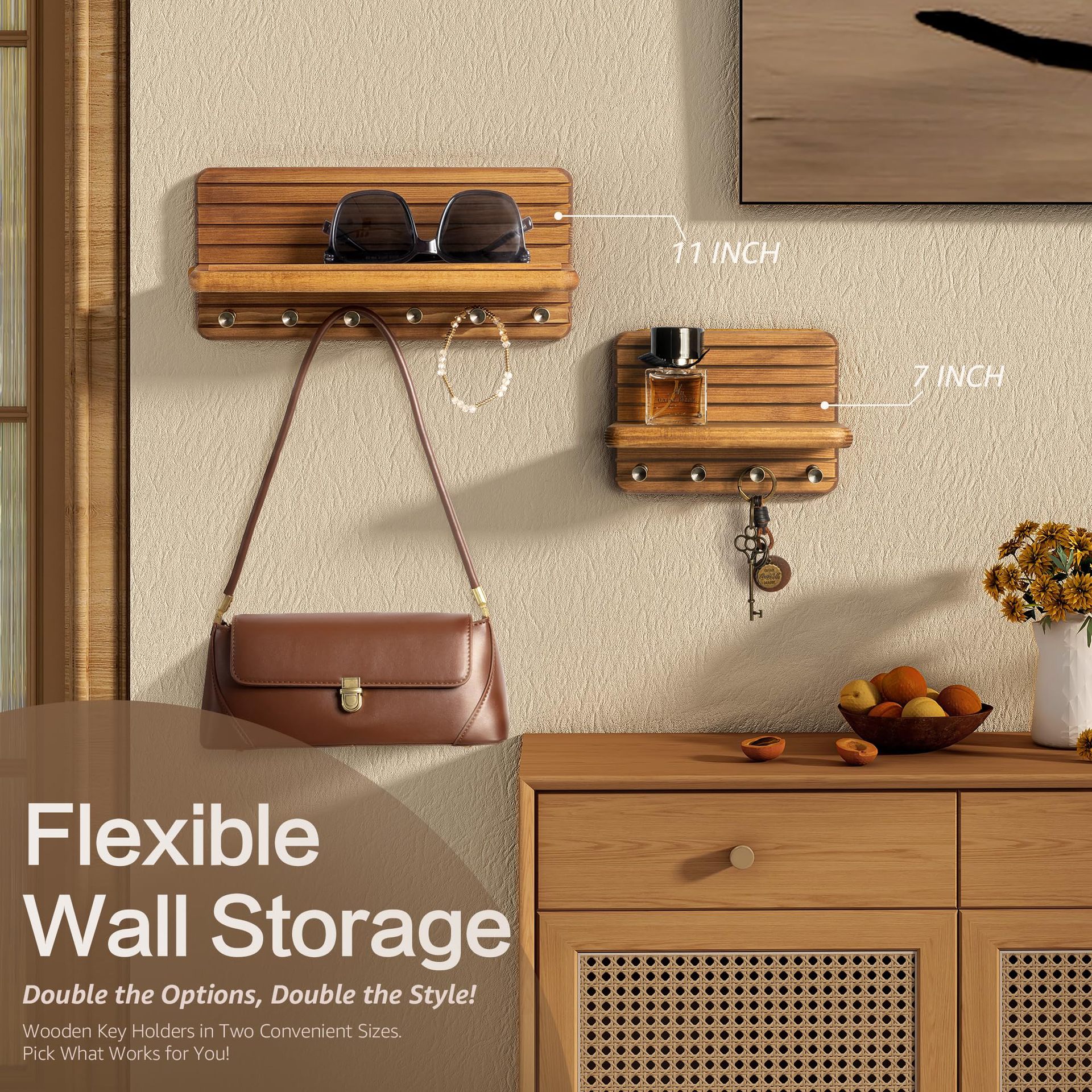 Living Room Home Wall Storage Rack Wooden Wall-mounted Key Storage...