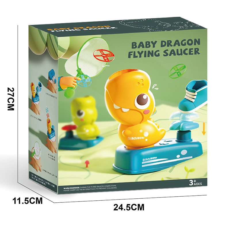 Platillo volante de dinosaurio para niños transfronterizo interacción entre padres e hijos Lanzamiento de pie de libélula de bambú al aire libre disparado Frisbee niños y niñas Juguetes