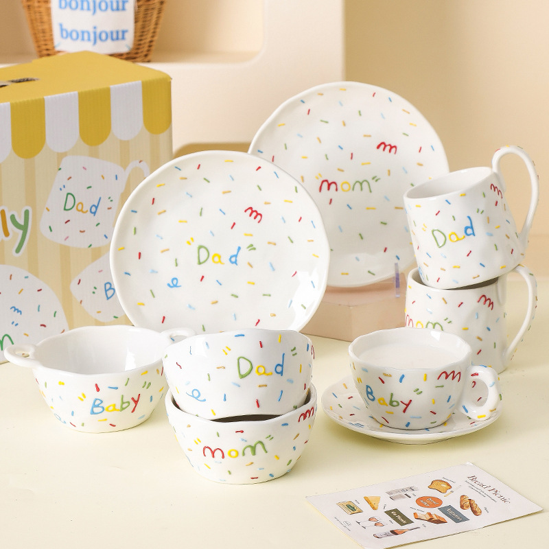 Sugar Needle Family Ceramic Bowl Personalized Bowl for Home Use 2024 New Creative Gift High-Value Tableware Set