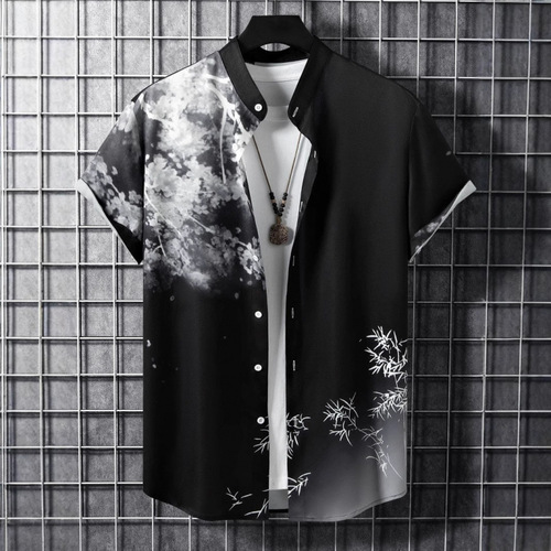 European and American Bestselling Hawaiian Style Men's Short Sleeve Shirts 3D Digital Wholesale