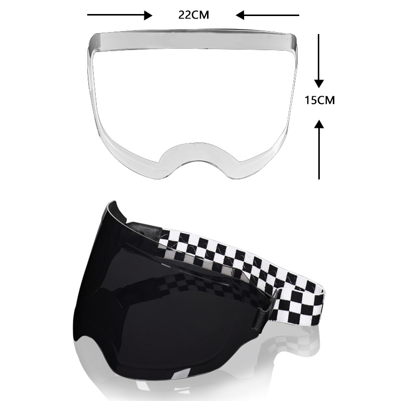 Orz-729 Correa gafas motocicleta casco burbuja espejo 3/4 retro medio casco verano casco cuatro estaciones estilo transparente