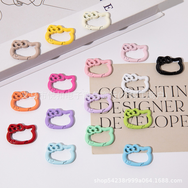 New alloy color paint KT cat color Korean small fresh key chain diy jewelry buckle decoration accessories