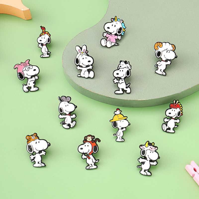 Cartoon animated puppy zodiac collection brooch, cute animal campus style versatile badge for clothing and backpacks Cartoon animated puppy zodiac collection brooch, cute animal campus style versatile badge for clothing and backpacks