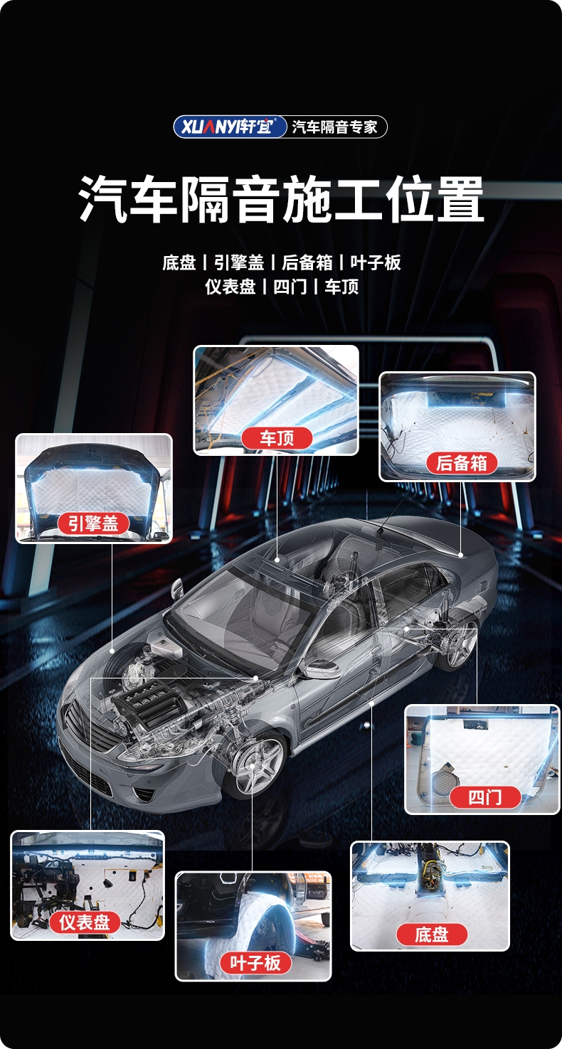 Car sound insulation anti-vibration board whole car sound insulation cotton material four-wheel sound absorption cotton four-door modified door noise reduction sticker self-adhesive