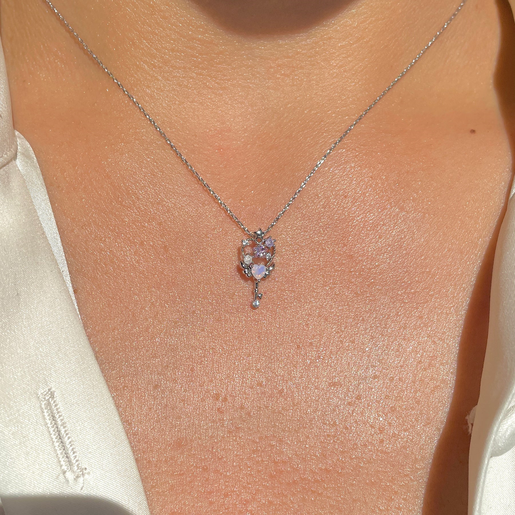 Fashion Heart Shape Copper Pendant Necklace Zircon Copper Necklaces