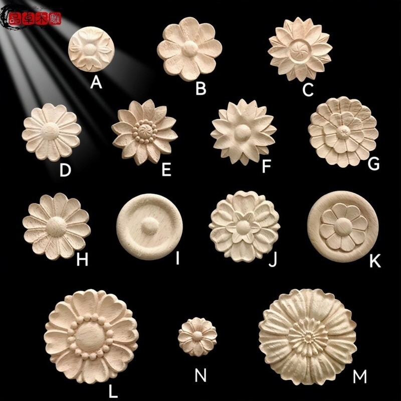 Dongyang Wood Carving Round Small Flower Solid Wood Decal Patch Small Corner Flower Round Flower Furniture Decoration Accessories European Style Carved Piece Dongyang Wood Carving Round Small Flower Solid Wood Decal Patch Small Corner Flower Round Flower Furniture Decoration Accessories European Style Carved Piece