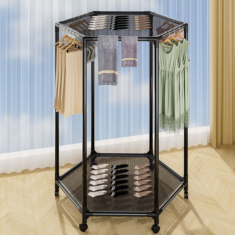 Temu's New Removable Rotating Clothes Drying Rack Push-Pull Clothes Drying Rack Hexagonal Mesh Pocket Drying Rack