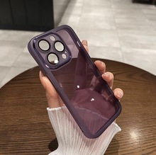 自带镜头膜媚眼硅胶tpu适用iPhone15手机壳全包透色苹果14Pro软套