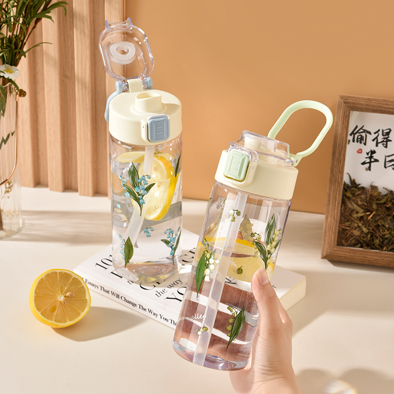 Taza de agua para estudiantes de alto valor con lenguaje de flores de lirio de los valles de verano