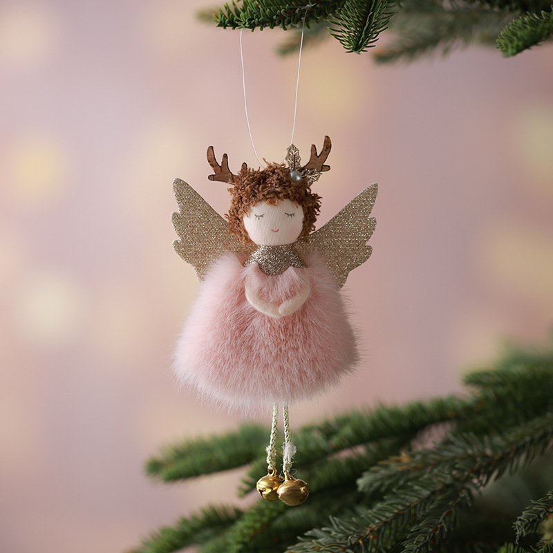 Buscando nuevos productos de madera en stock transfronterizo árbol de Navidad colgante niña muñeca decoración muñeca ángel peluche de Navidad