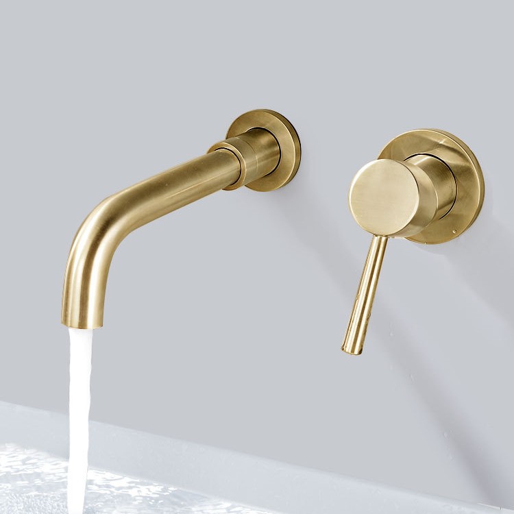 Jinyuan Black All-Copper Washbasin Hot and Cold Faucet Concealed Wall-Mounted Washbasin Upper and Lower Basin Faucet