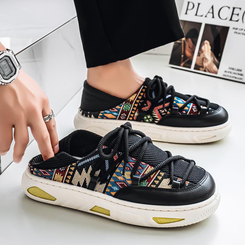 2026 Summer Dual-Wear Casual Sports Shoes Wide-Toe Slip-On Thick-Soled Trendy Student Shoes Slip-On Loafers Shoes