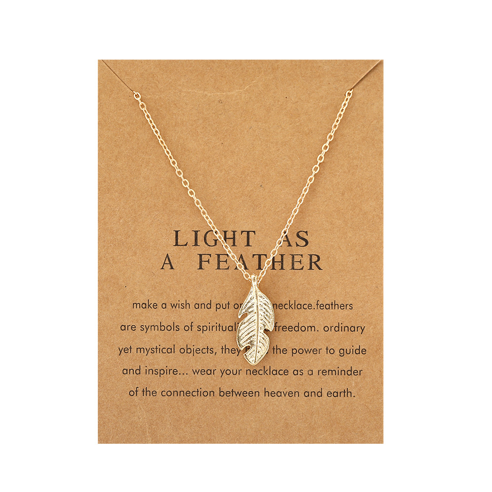 creative pearl feather retro letter paper card butterfly elephant cat necklace wholesale