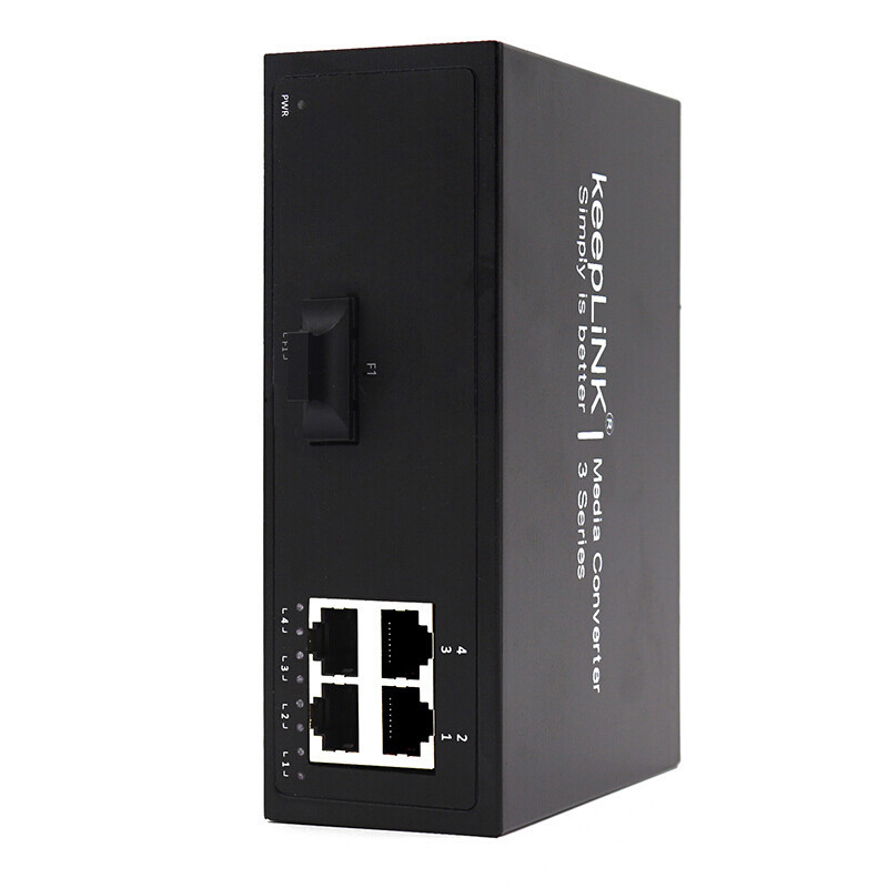 keepLiNK 光纤收发器百兆1光4电多模双纤光电转换器 1光4电