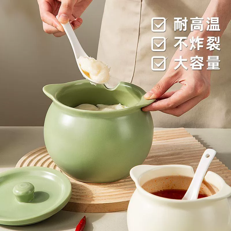 Керамические банки для специй — анкоры для сала и соли с крышкой и ложкой, варианты 300 / 750 / 1400 мл