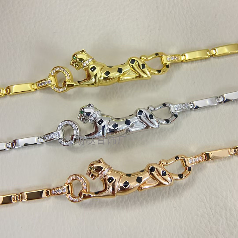 European and American Double-Headed Spotted Leopard Head Open Bracelet Plated with 18K Real Gold Ring Couple Bracelet Accessible Luxury Jewelry for Women