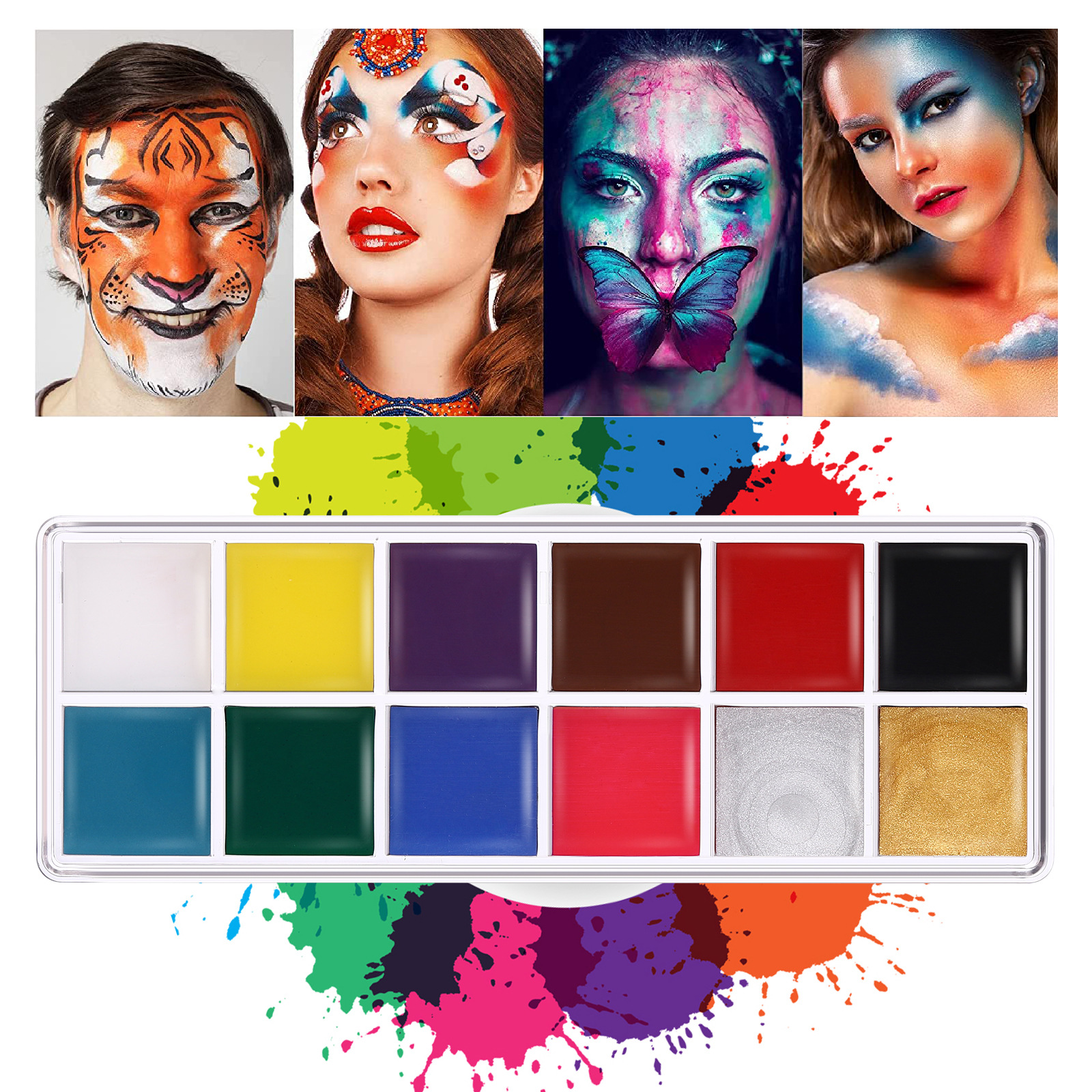 Langmanni 12-color oil-based facial makeup palette Body painting paint Saturation High DIY Face Color cream Item Picture
