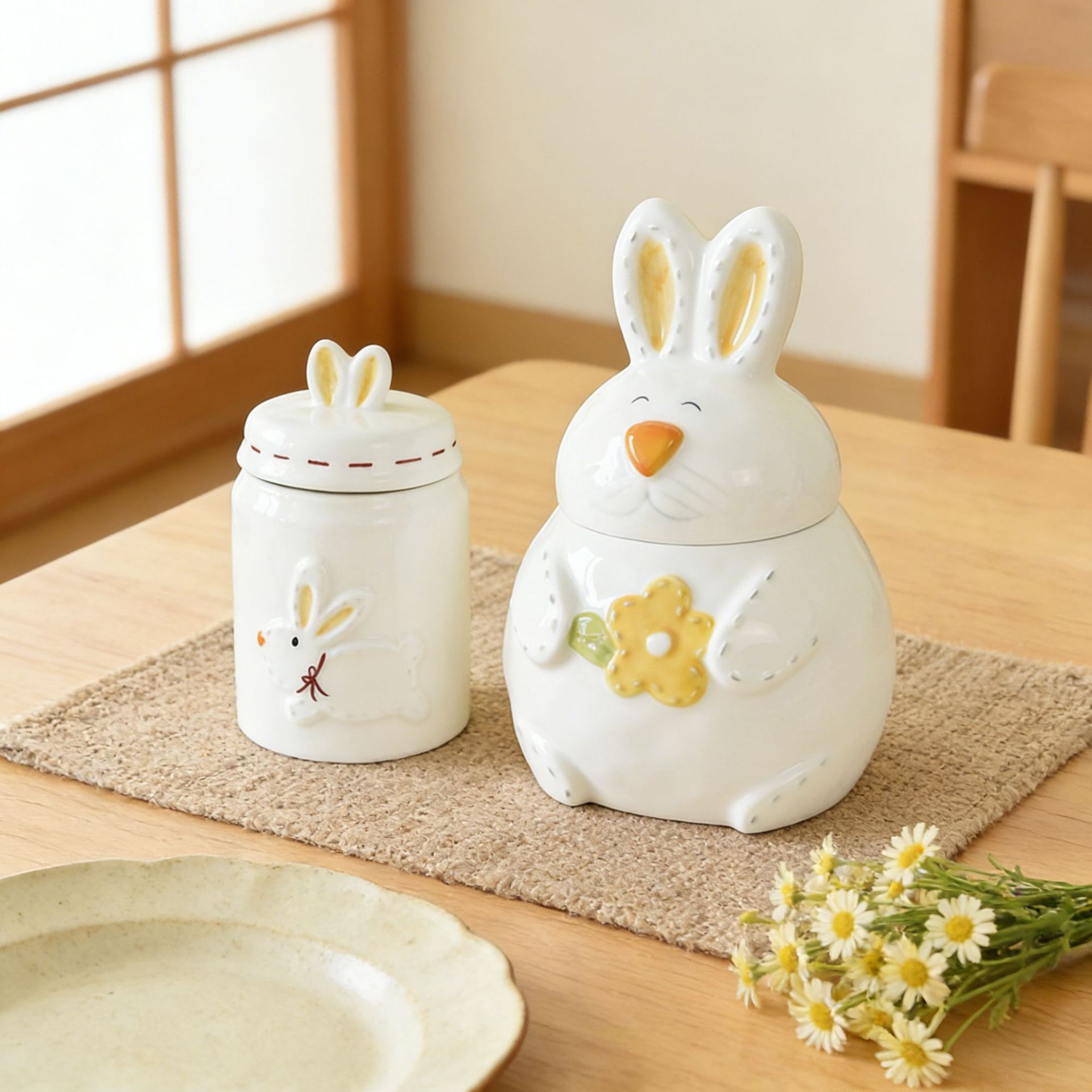 Transfronterizo spot de pascua cerámica jarra de huevo pintada a mano latas de dulces adornos para el hogar latas de almacenamiento de alimentos pascua