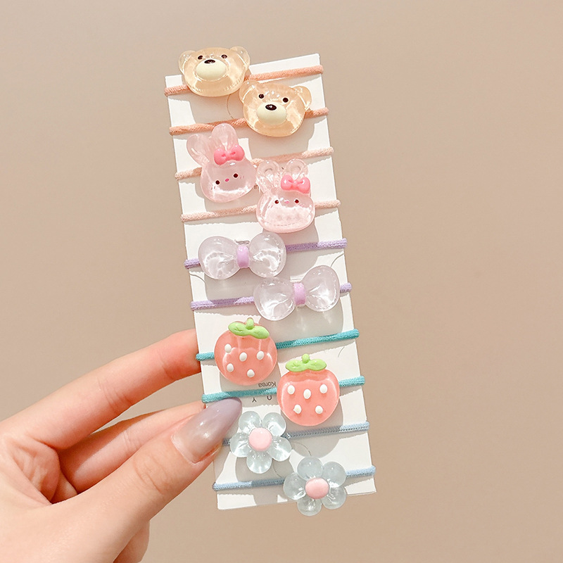 Dibujos animados para niños lindo pulgar lazo para el cabello bebé no daña el cabello cuerda alta elástico banda elástica cuerda para el cabello accesorios para el cabello