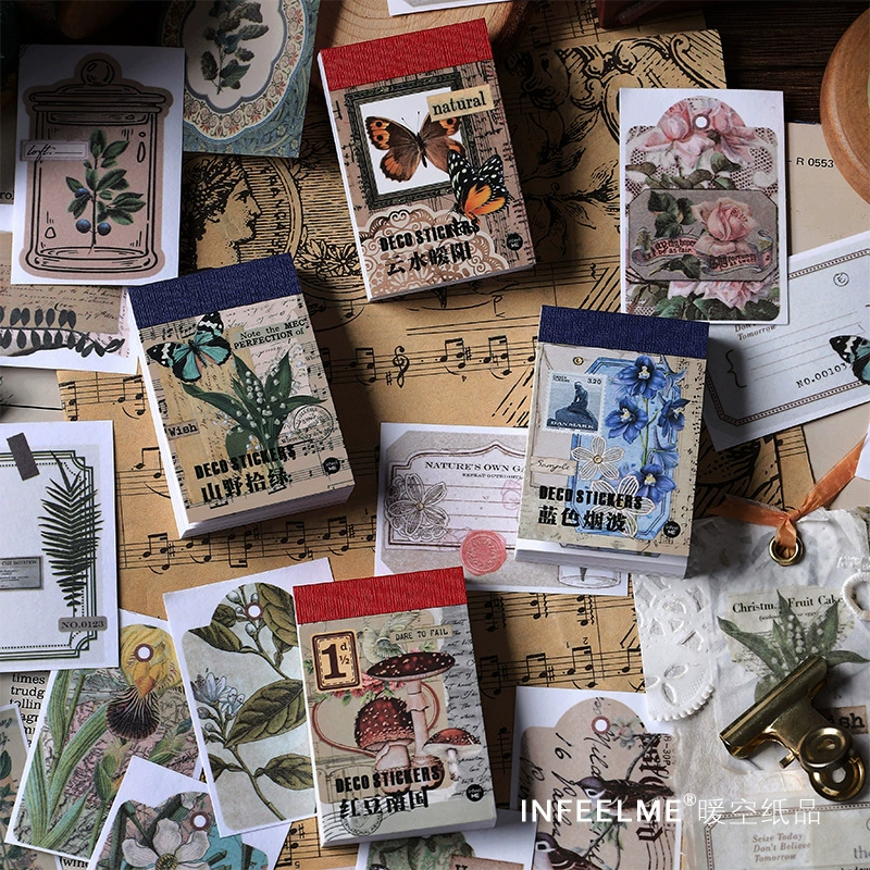 Отправьте записку о нежной серии Infeel.me и бумажных наклейках это ретро-растение DIY материал для ручного счета наклейки 4