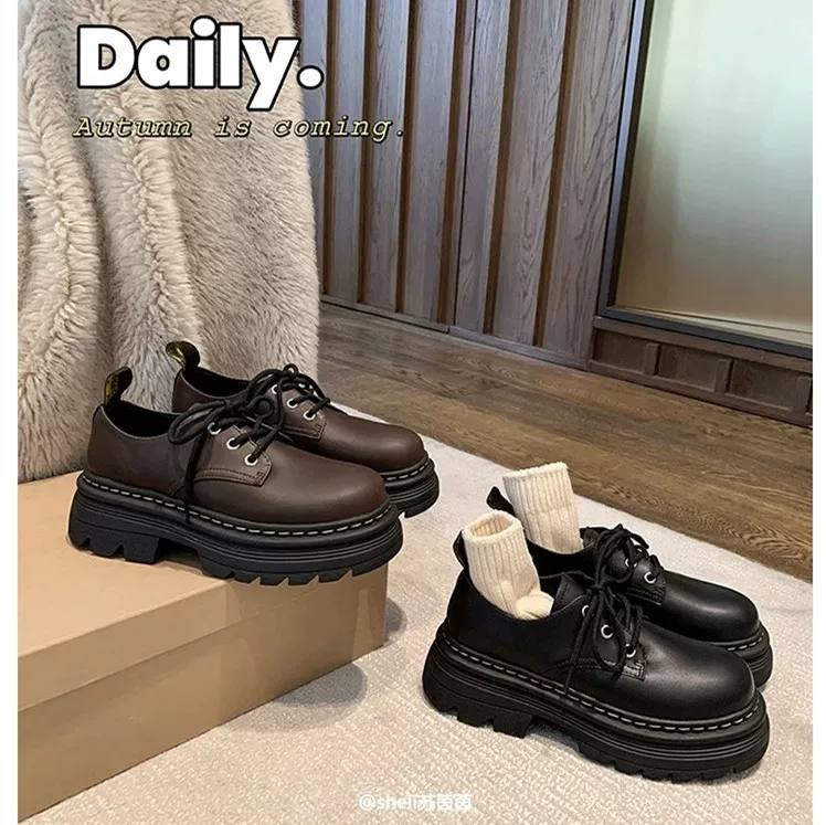 Ботинки Martens, на высокой платформе pony, обувь для отдыха, кожаная обувь, туфли из натуральной кожи