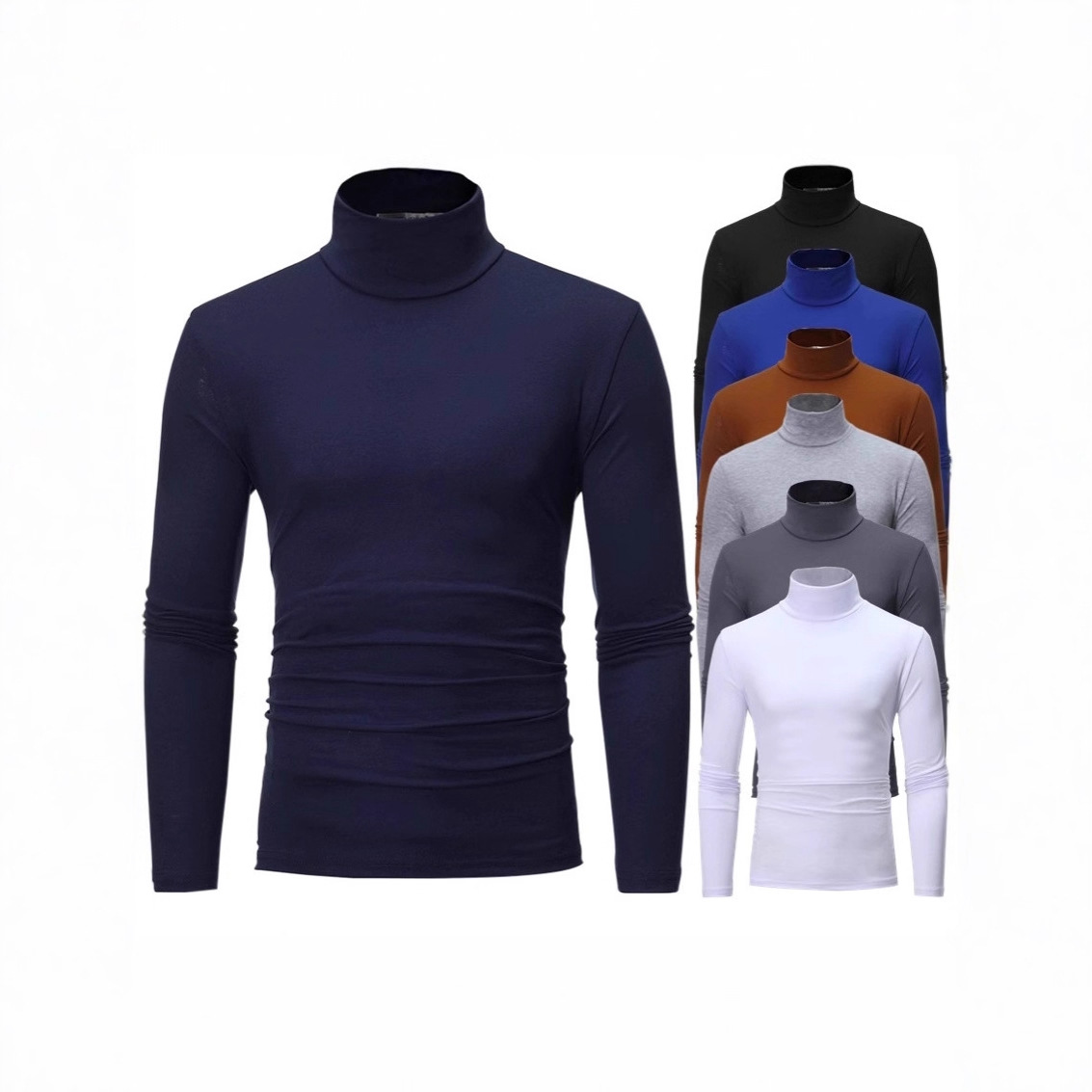 Solid Color High-Neck Long-Sleeved Bottoming Shirt for Men and Women, New Autumn and Winter Slim-Fitting Autumn T-Shirt, Simple Casual Top