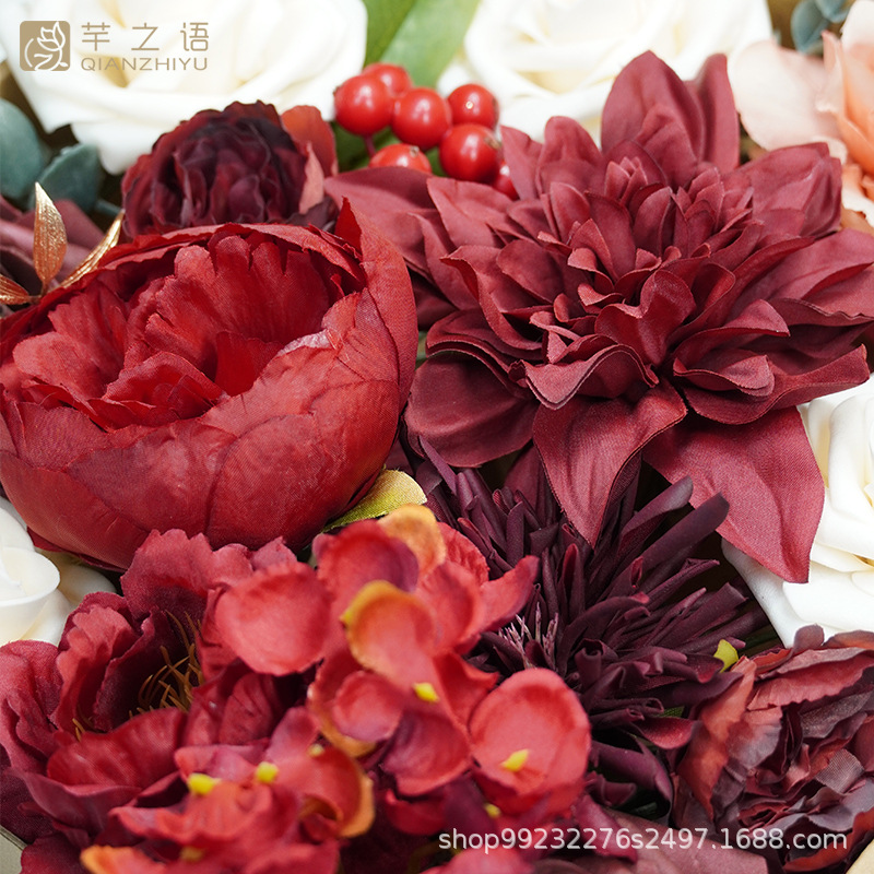 欧式婚礼盒装花婚礼生日派对仿真花礼盒情人节礼物DIY新娘手捧花