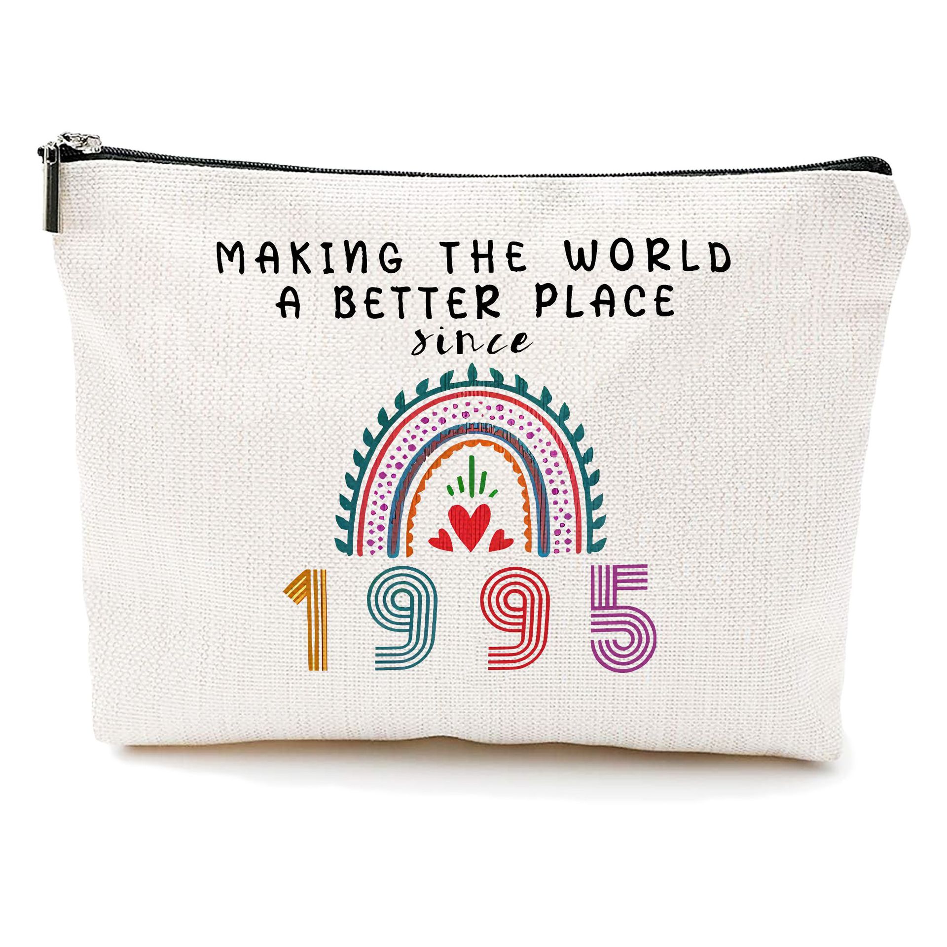 Transfronterizo Amazon explosivo cumpleaños impresión doble cara bolsa de maquillaje bolsa de almacenamiento bolsa de cremallera multifuncional para mujeres