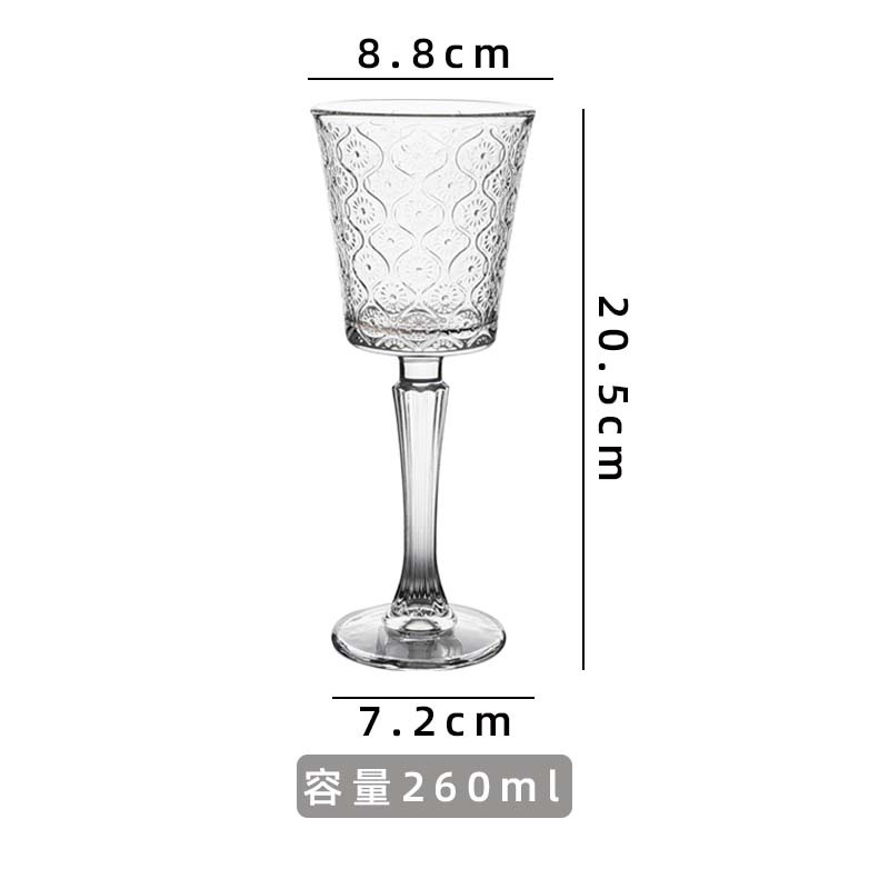 Vintage tazas de vino a rayas verticales tazas de vidrio de pie alto tazas de champán caseras europeas de alto valor de vino tazas de vino de fruta