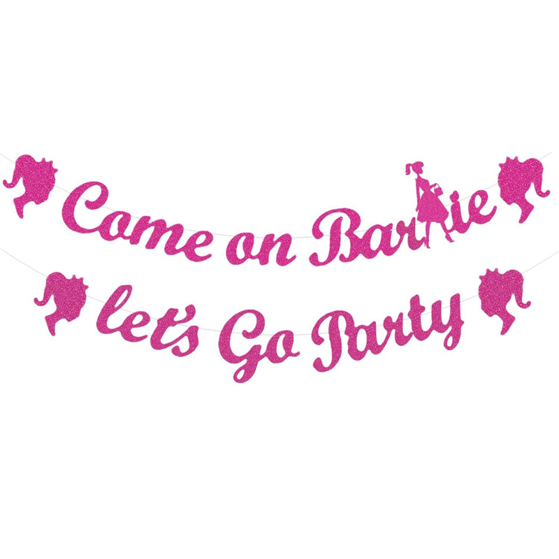 Rosa chica despedida de soltero decoraciones princesa tema cumpleaños banner props regalo protección del medio ambiente flash transfronterizo