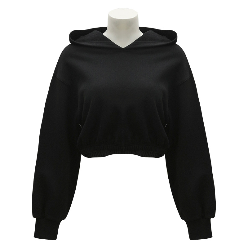 2024 otoño e invierno marca de moda americana algodón corto suéter de cuello redondo mujeres europeas y americanas tops de chicas calientes ombligo ropa deportiva de fitness