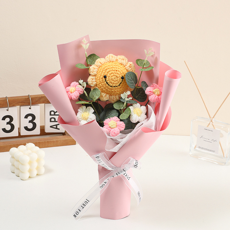 Valentinstag Handgemachte Blume Wolle Gestrickte Rose Fertigen Produkt Für Freundin Zu Senden Bestie Kreative Bouquet_voghion.com