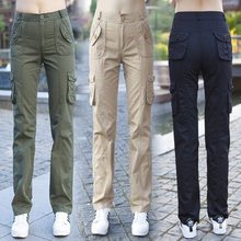 工装裤女2023夏季薄款多口袋休闲裤显瘦高腰直筒长裤新款女裤