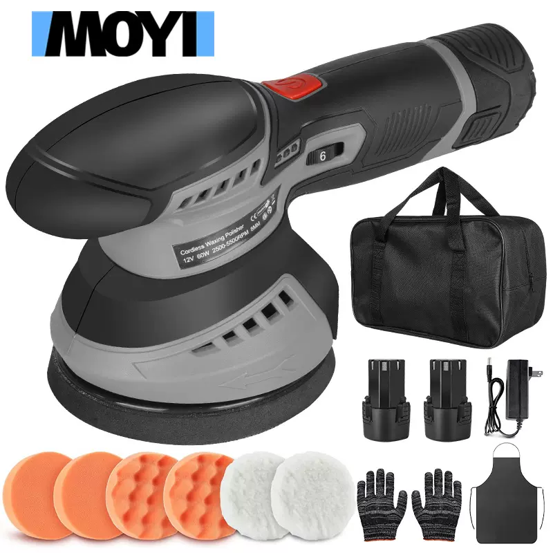 锂电抛光机 汽车抛光打蜡清洗去划痕锂电便携家用车用 偏心打蜡机