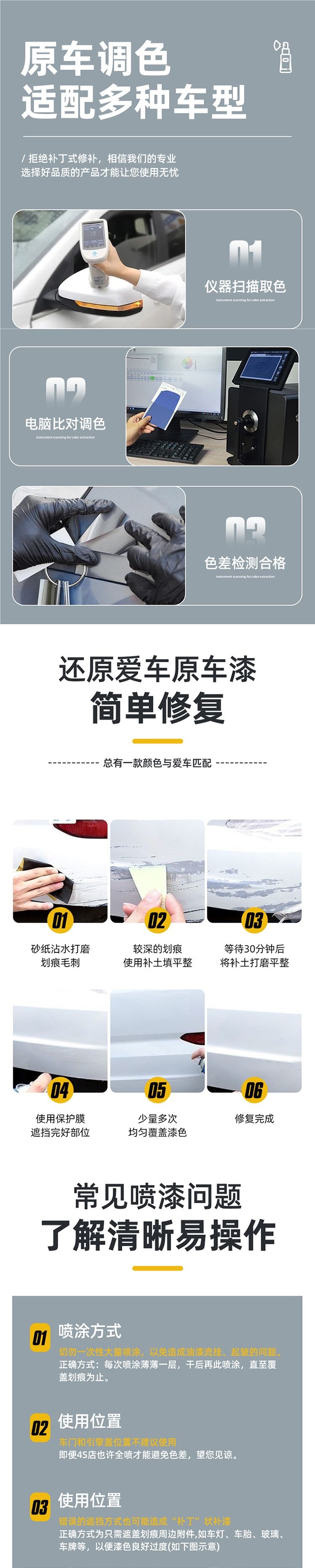 Car touch-up paint pen for repairing scratches, pearl white, rust-proof, available in black, silver, and gray