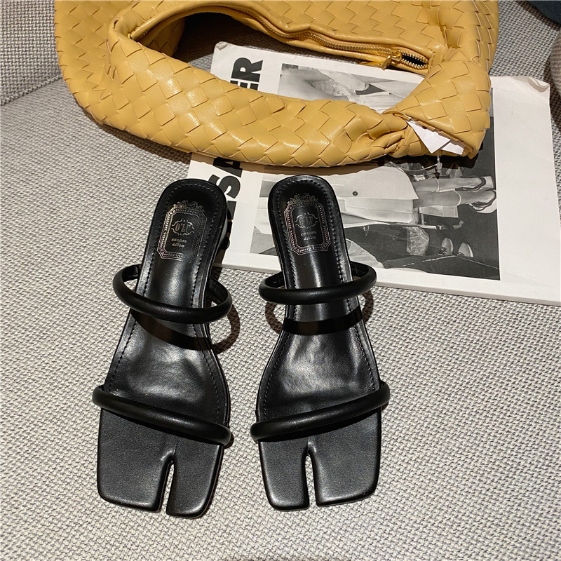 Double strap flat slide sandals NSHU44695