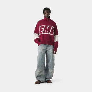 速卖通跨境字母印花美式复古毛衣女款宽松减龄慵懒风拉链针织衫