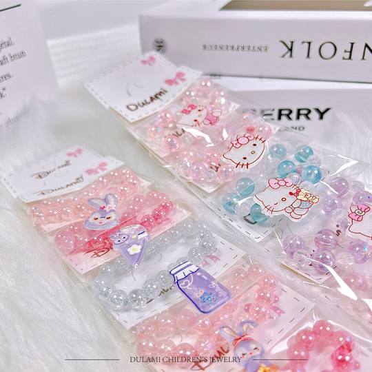 Children's Bracelet Sanrio kt Cat Star Dew Cute Cartoon Exquisite Beaded Bracelet Little Girl Bracelet High Elasticity