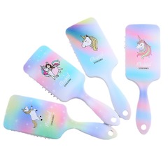 熱銷方形印刷彩虹小馬圖案順發按摩頭皮女士家用大板氣墊梳子