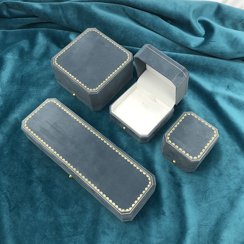 金ボタン八角形プリントアクセサリーボックス日本式レースアクセサリーボックスファッション真珠アクセサリーボックス指輪ボックスネックレスボックス