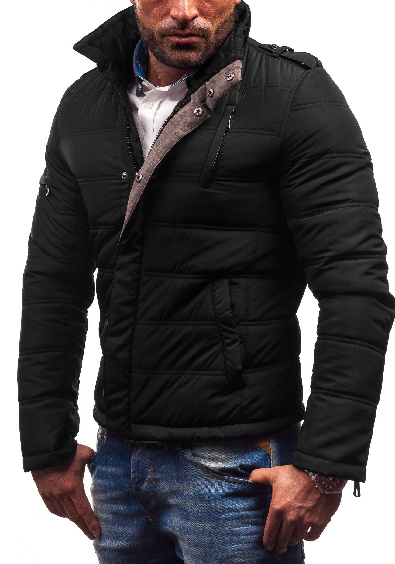 2021 Winter New Men's Robe Slim fit Stand up Collar Thick Warm Cotton Jacket_voghion.com