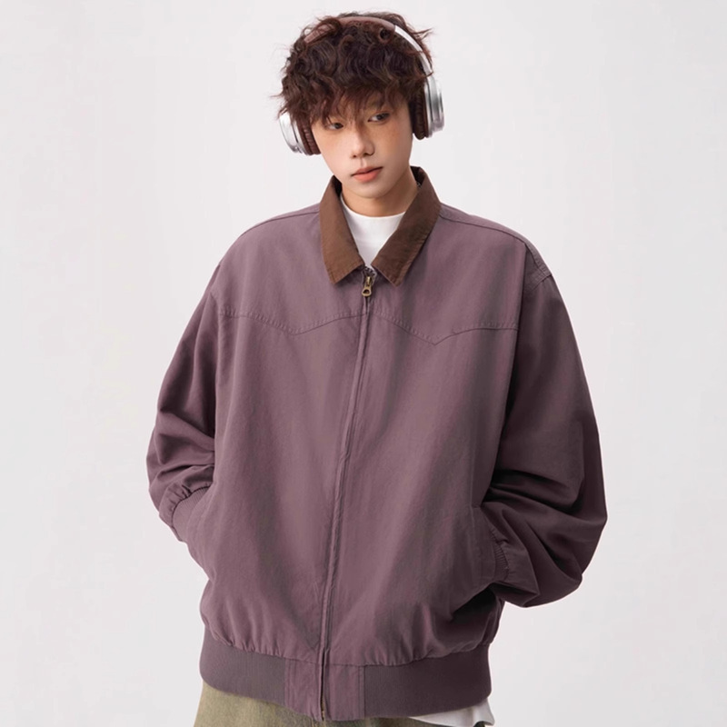 Japanese Retro Purple Letter Embroidery Lapel Jacket Men's Autumn 2025 New Niche Design Casual Jacket