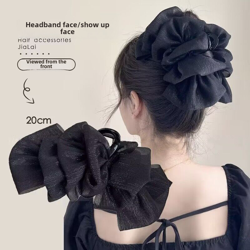 Épingle à cheveux en seersucker double face argentée, pince à cheveux surdimensionnée, épingle à cheveux pour femme, nouveauté 2023_voghion.com
