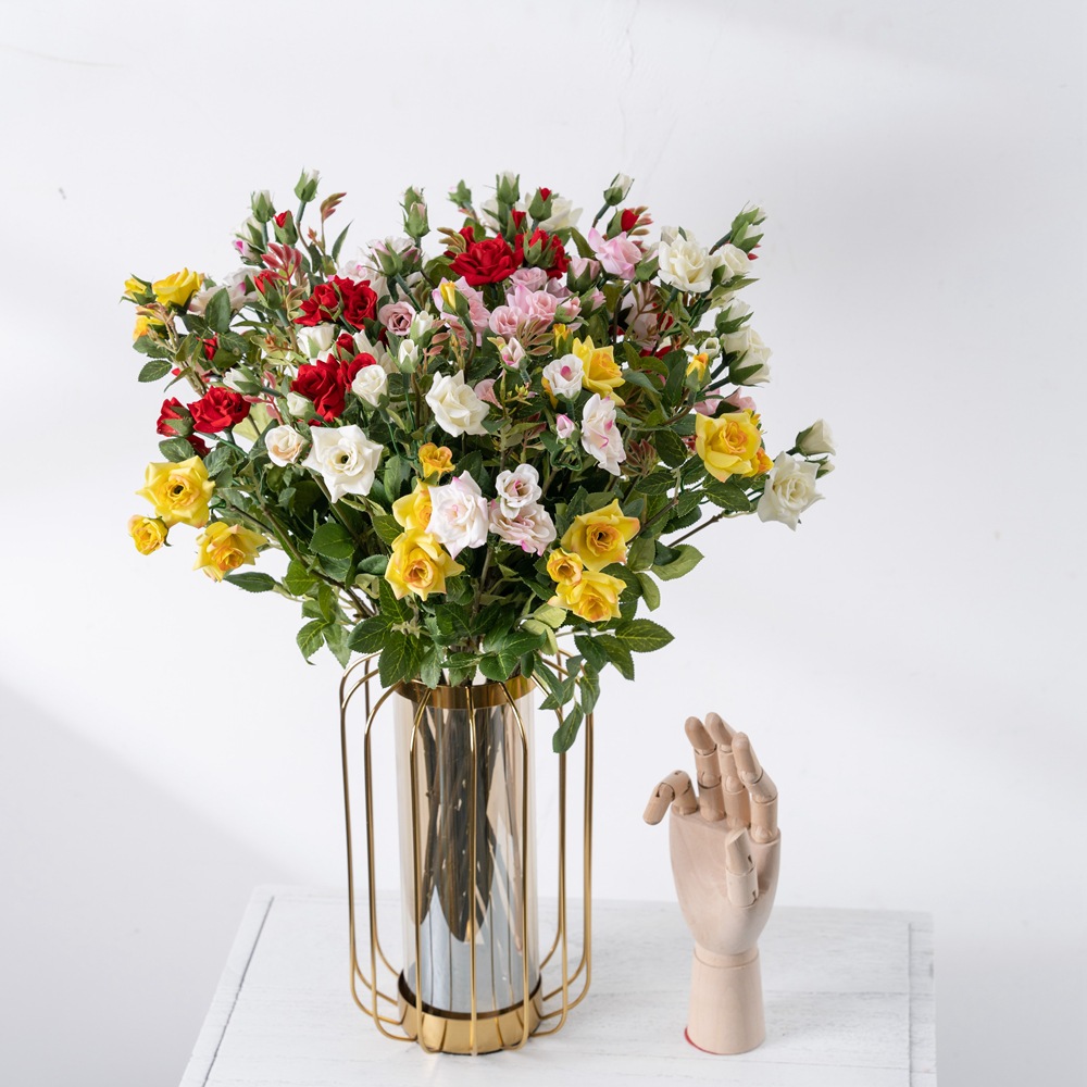 廠家薔薇仿真花家居裝飾婚慶手捧花路引花牆植物牆假花DY1-1946A